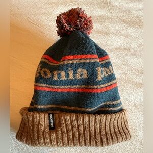 Patagonia Blue and Brown Knit Beanie